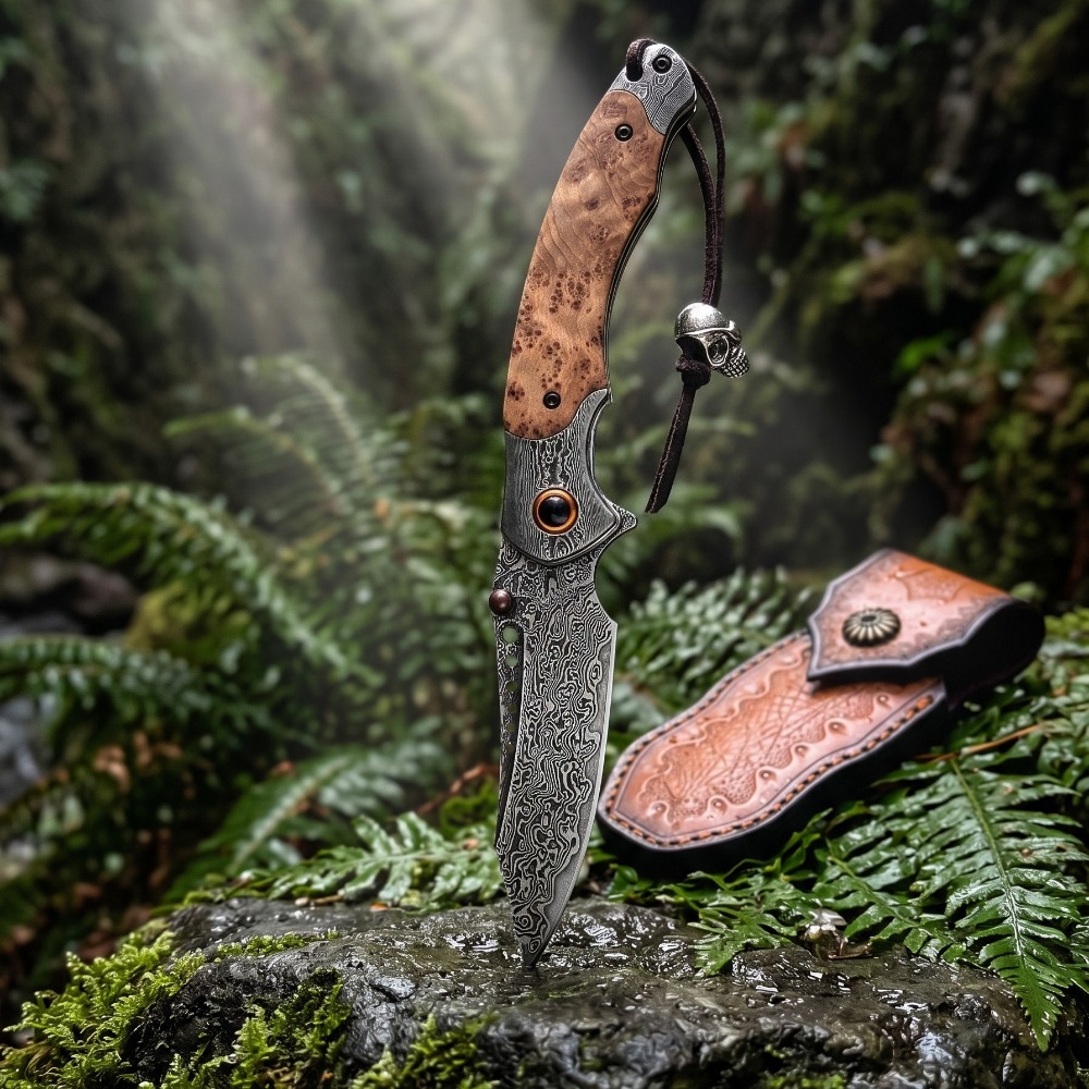 Vintage Collectible Knife - سكين جيب قابل للطي بنمط دمشقي