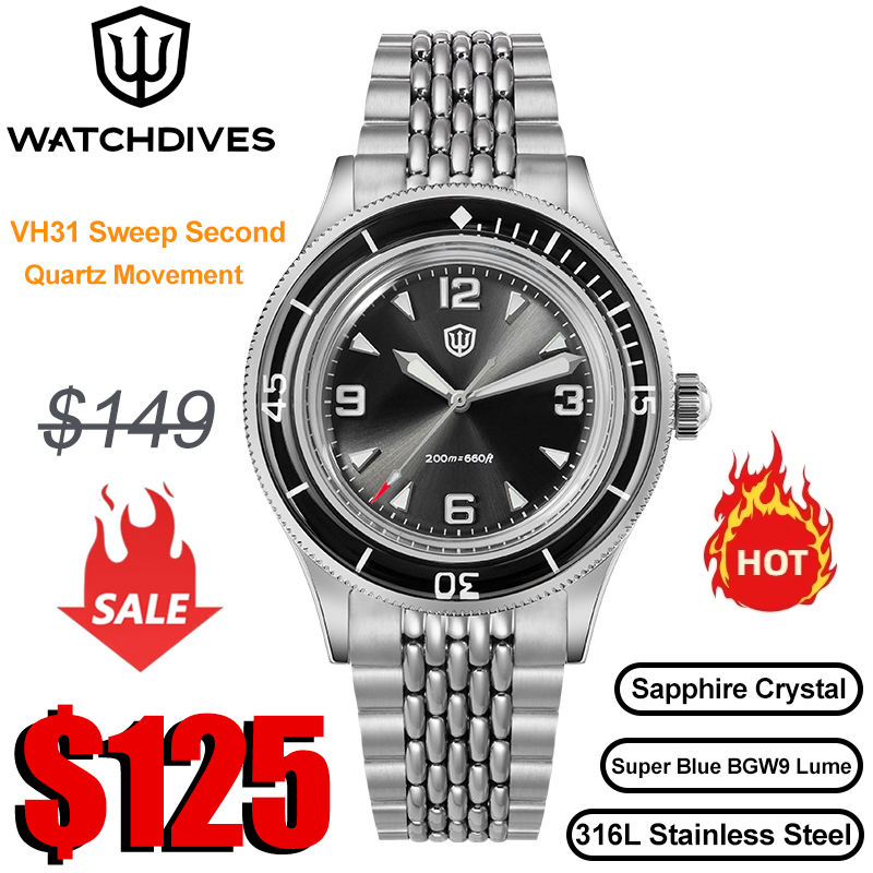 ساعات Watchdives WD50Q بحركة ك - مراجعة Vintage Collectible Watches وسعره